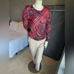 Lord & Taylor Red and Black Plaid Cardigan (x2 sm. holes) Pants sold separately